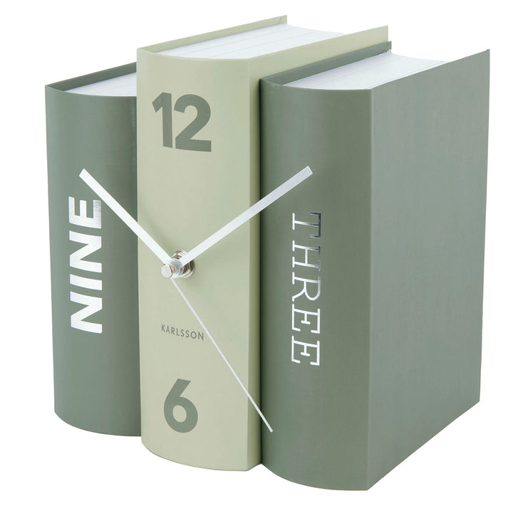 Karlsson Table Clock Book - Green Tones Paper - The uniek | lifestyle you need