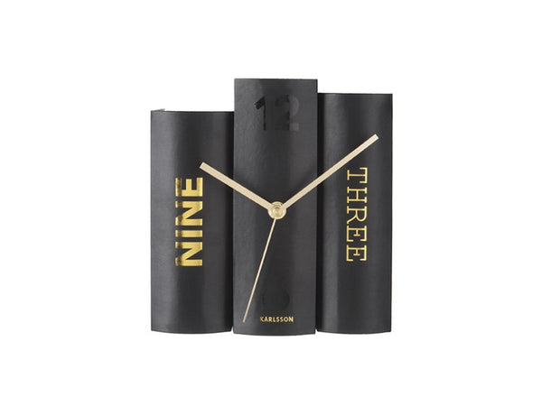 Karlsson Table clock Book - Black Tones Paper - The uniek | lifestyle you need