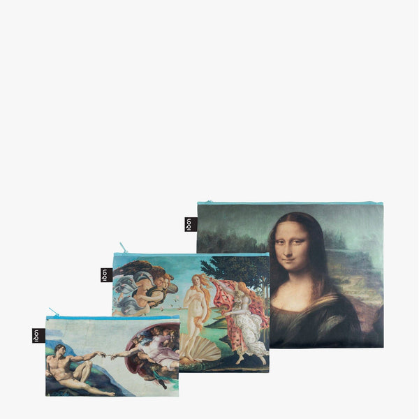 Michelangelo, Botticelli, Da Vinci Recycled Zip Pockets